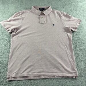 Polo‎ Ralph Lauren Shirt Mens Large Petal Pink Classic Fit Heather Golf Office